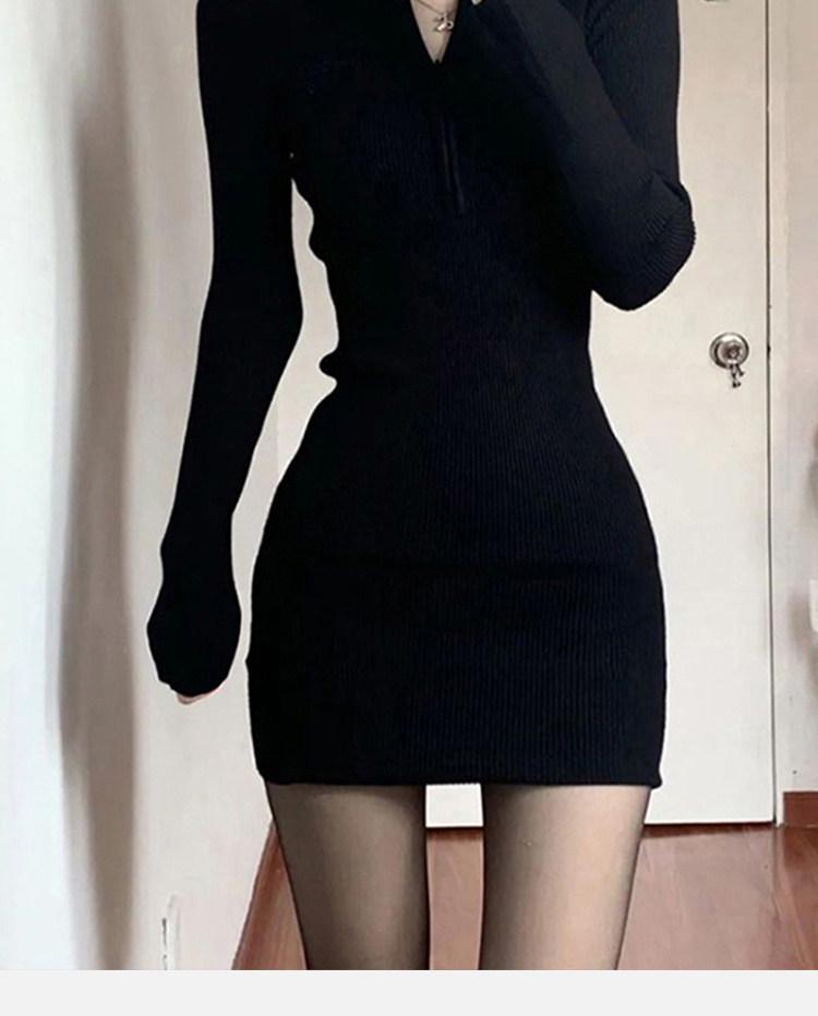 Women's Black Slim-Fit Dress with Coat - 2026 Autumn/Winter High-End Cinched Waist Little Black Dress