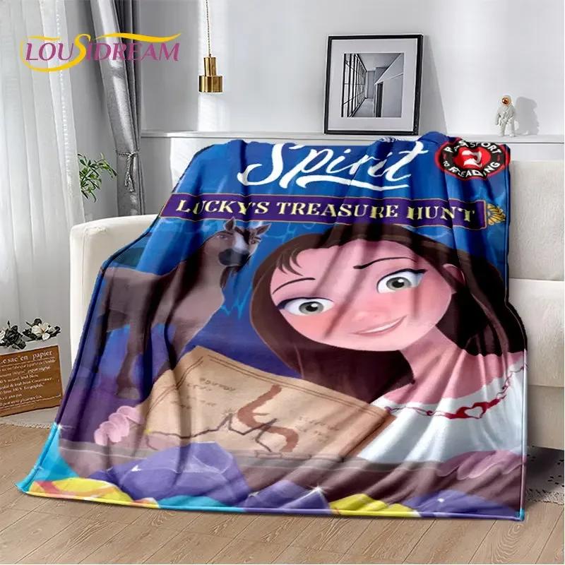 Spirit Riding Free Horses Cartoon Soft Plush Blanket,Flannel Blanket Throw Blanket for Living Room Bedroom Bed Sofa Picnic Cover