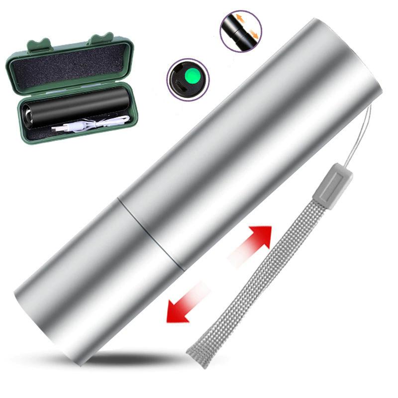 Zoom Super Powerful Flashlights Rechargeable High Power LED Flashlight Torch Mini 3 Light Mode Pocket Light Lamp Portable