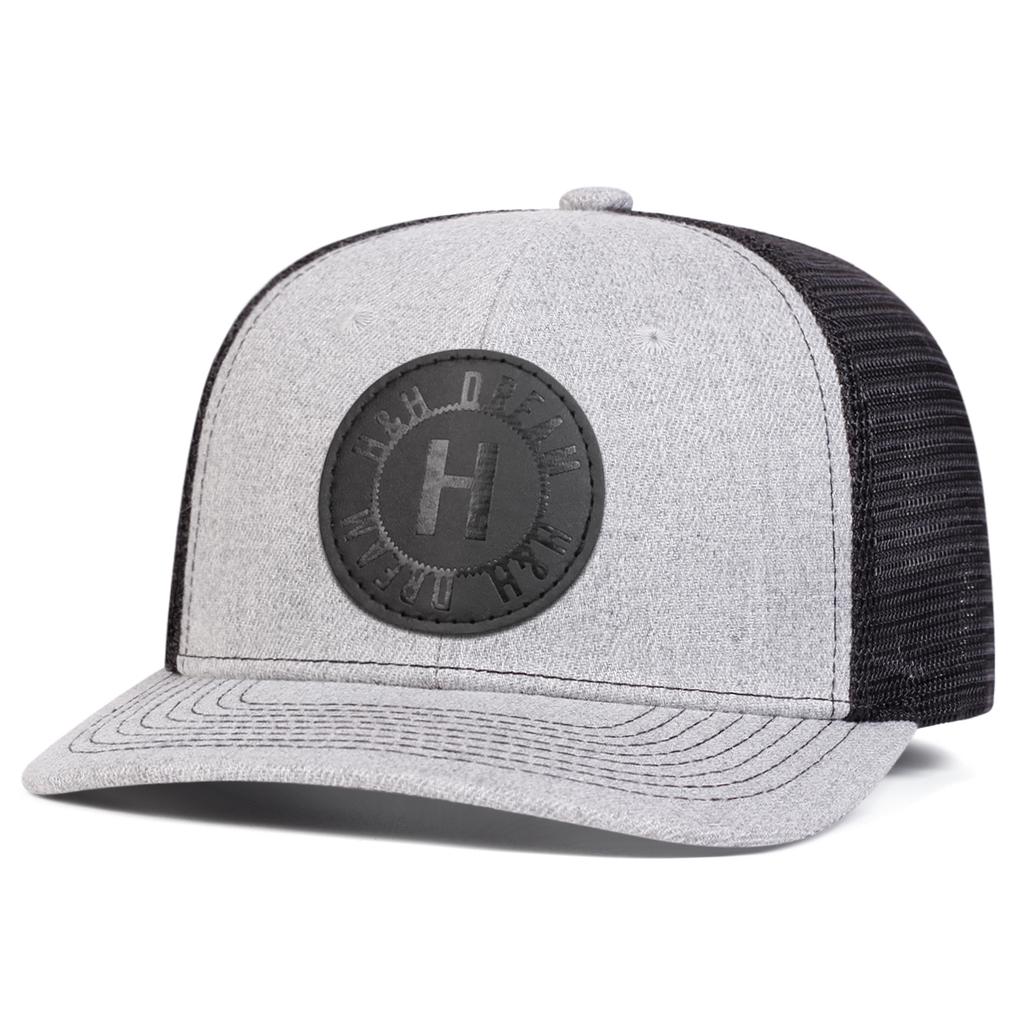 Men H Black Leather Patch Baseball Mesh Cap Hat Micro Curved Cap Outdoor Adjustable Sunscreen Leisure Hat Spring Autumn Travel Tourism Beach Vacation