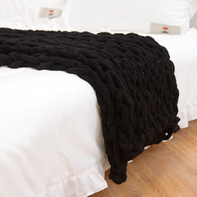 Knit Throw Blanket 20" X 25",Hand Made Large Chenille LoopBYarn Fluffy Throws for Couch Bed, Big Crochet Thick Woven Blanket