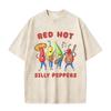 Washed Vintage Red Hot Silly Peppers Funny Meme Graphic T Shirts Men Retro Gothic Metal Rock Tshirt Mens Casual Humor Tshirts