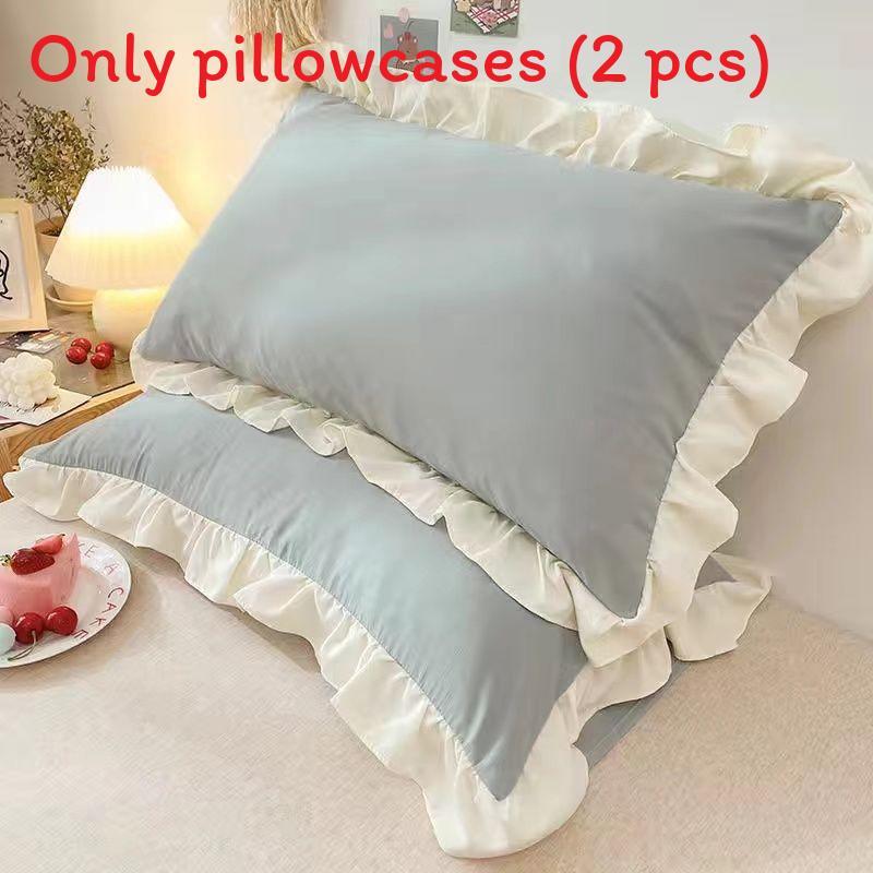 Cotton Pillowcase Pair With Solid Color For Home Bedroom Decor