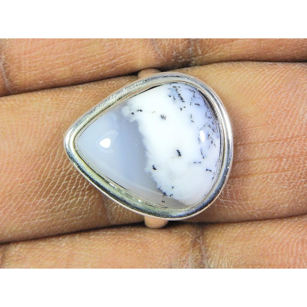Natural Dendrite Opal Gemstone 925 Solid Sterling Silver Ring Size US-8.5 PG-227