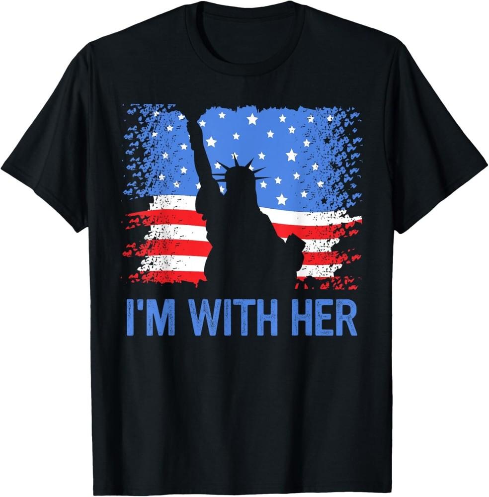 

4th of July I m With Her USA American Flag T-Shirt XL