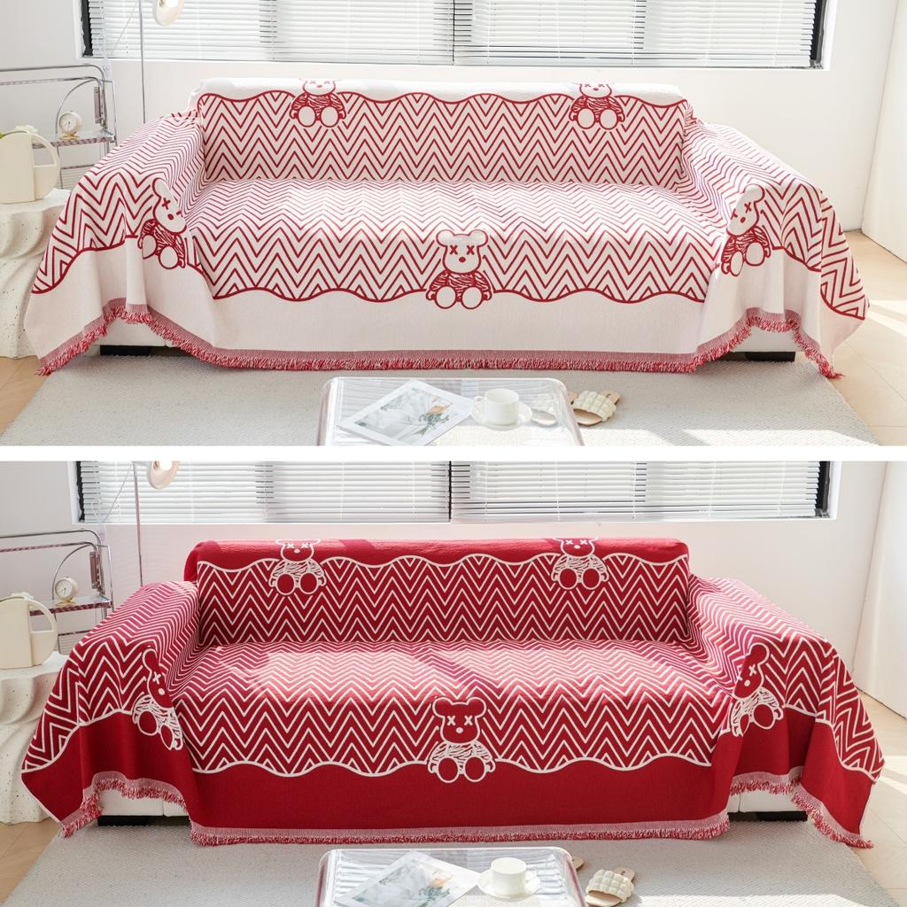 Modern and Simple Sofa Towel, New All-season Comfortable Chenille Anti-wrinkle Multi-purpose Striped Double-sided Sofa Cover Blanket