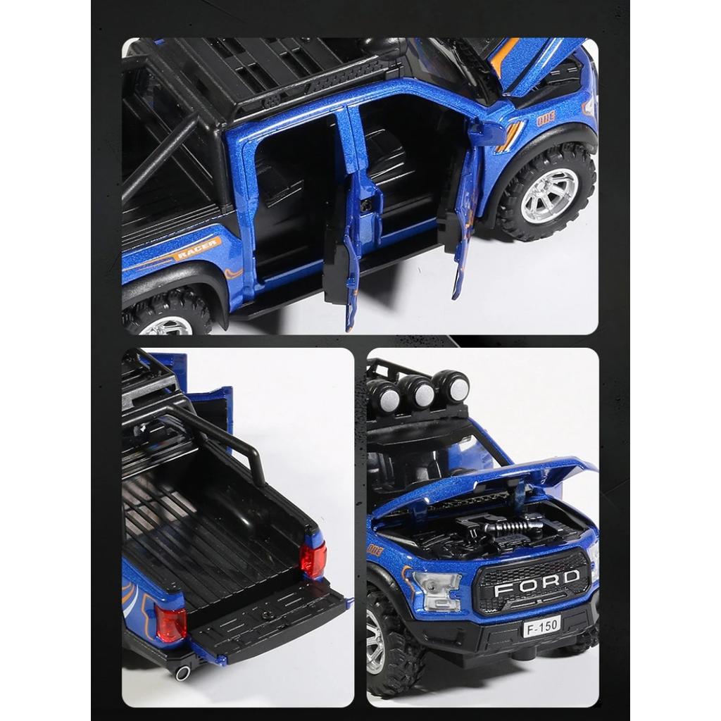 1/32 Ford F150 Raptor Legering Bilmodell Lyd og lys Trekk tilbake Barneleke Samleobjekter Bursdagsgave