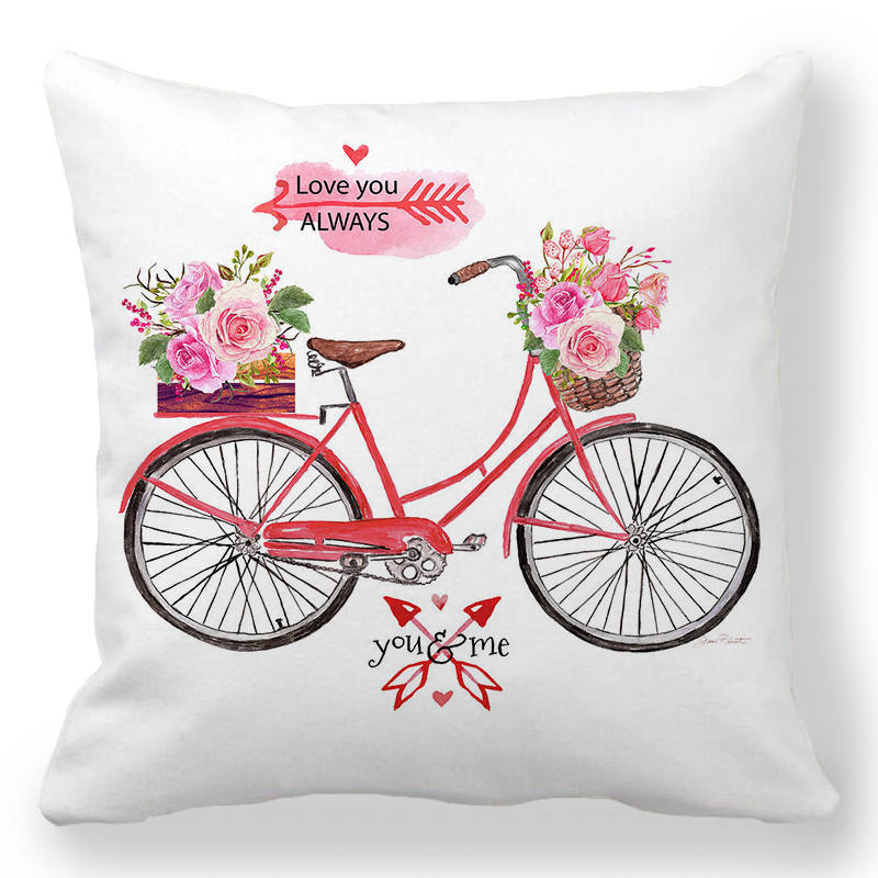 Creative Valentine's Day Happy Letters Digital printing short plush pillow covers for car sofa office cushion cover home goods
