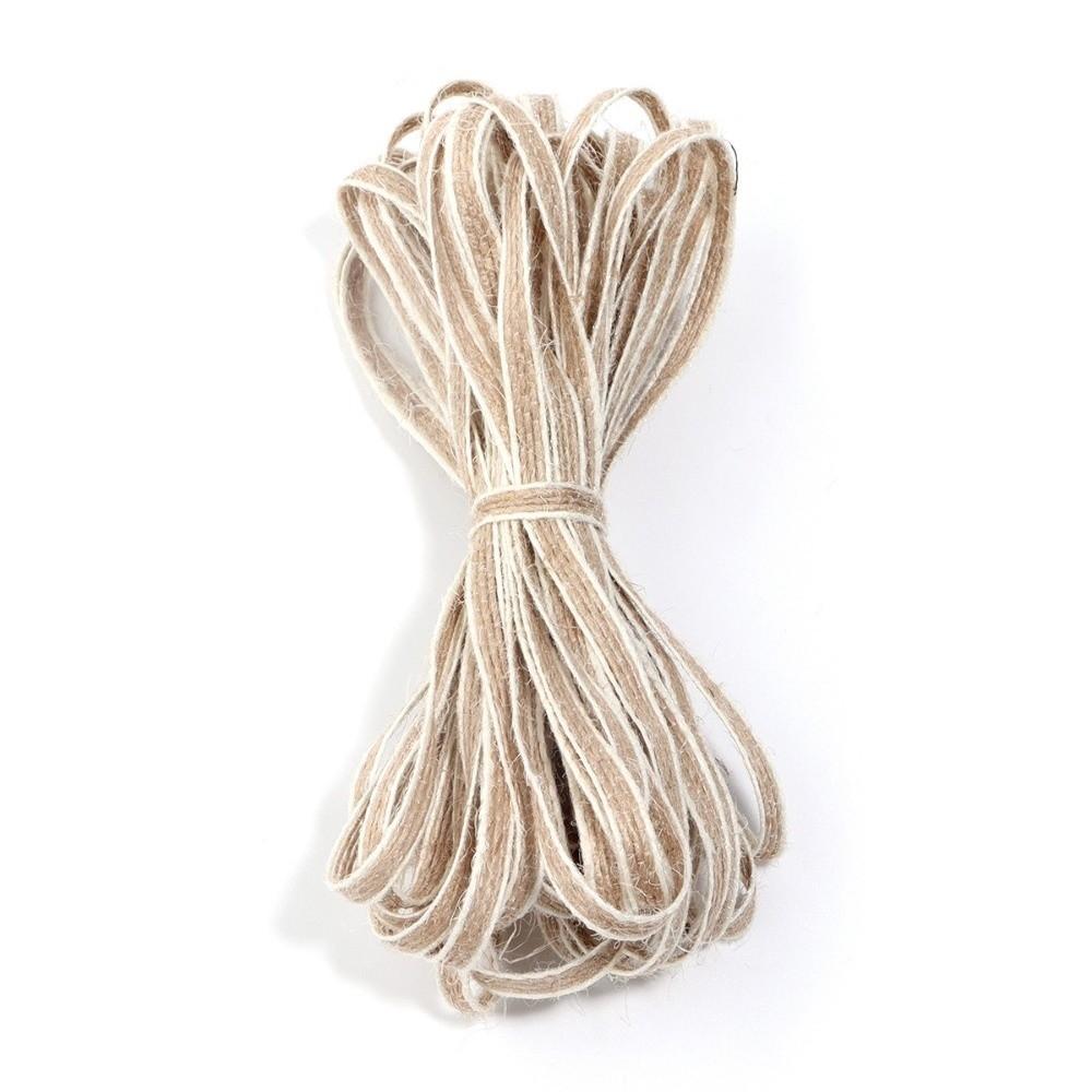 

Natural Color Burlap Ribbon White Edge Linen Webbing New Jute Rope Gift Packing Width0.6cm x 10m