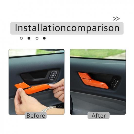8Pcs Orange Inner Door Handle Frame Cover Trim For Ford Maverick -