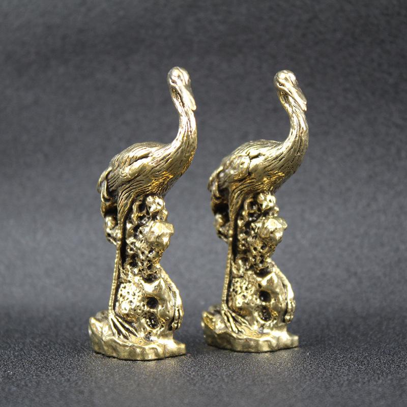 Brass old crane ornament creative home office desktop red-crowned crane crane ornament crafts brass