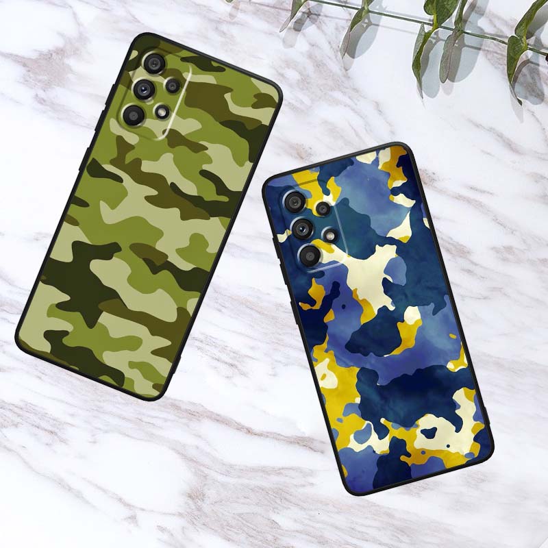 Creative Camouflage Pattern For Samsung A73 A72 A71 A55 A54 A53 A52 A51 A13 A22 A16 A15 A12 A14 A26 A07 5G Black Phone Case