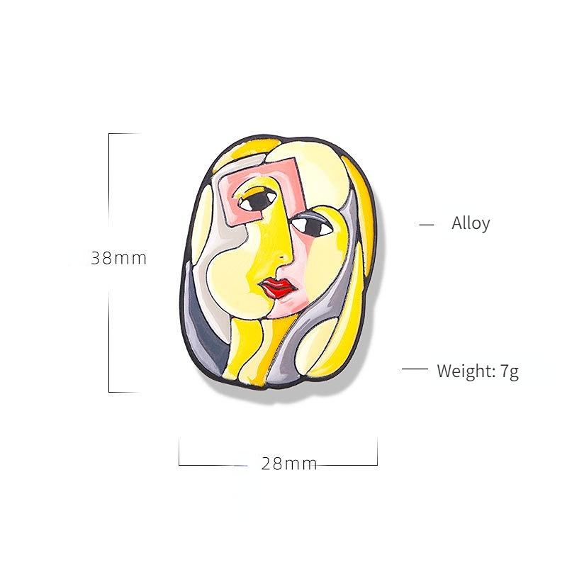 SKEDS Creative Women Enamel Abstract Face Brooch Art Painting Cartoon Splicing Lapel Pins Bages Fashion Clothing Coat Brooches