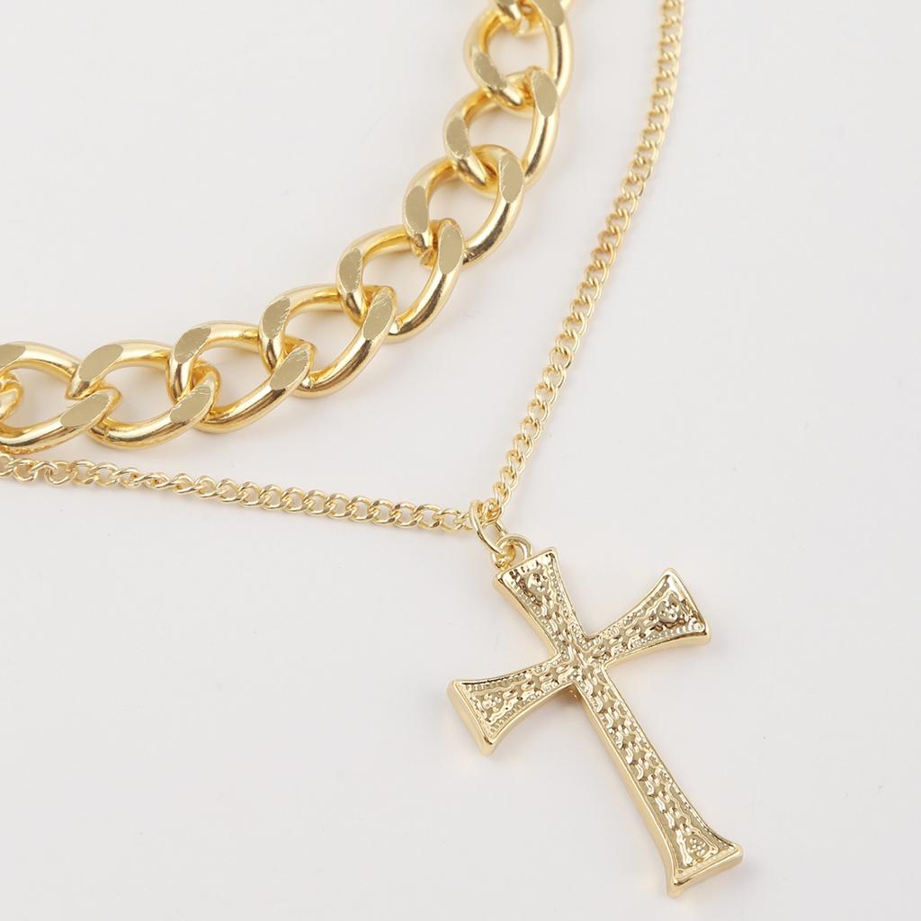 Hip Hop Chain Double Layered Stacking Necklace Light Luxury Niche Design Cold Wind Net Red Hundred Matching Sweater Chain Collarbone Chain Female