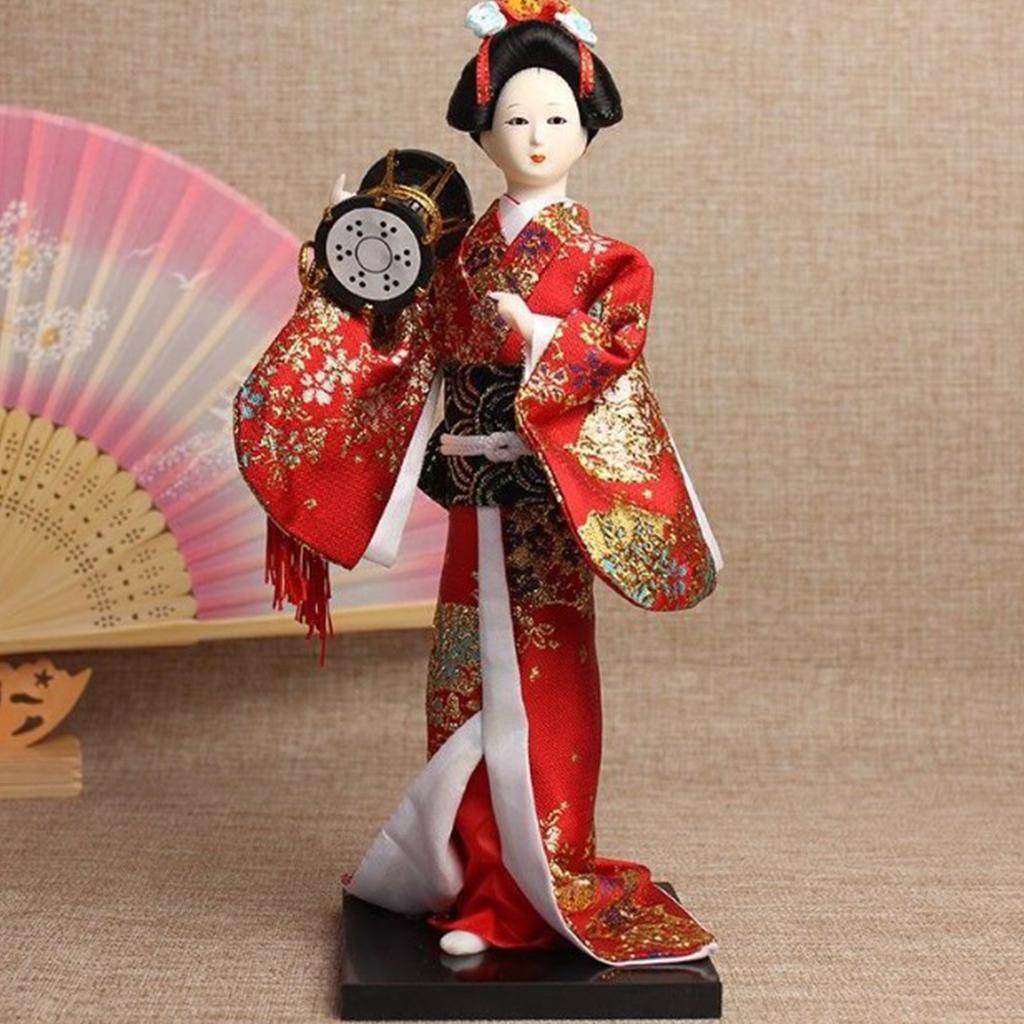 Handcrafts Geisha Kimono Dolls Tabletop Display Figurine Ornament for Japanese Themed Restaurants or Home Decors Gift