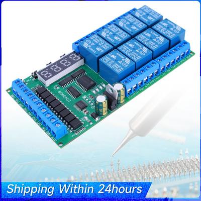 DC 12V 8 Channels Delay Relay Board Delay Timer Switch Board Timing Cycle Interlock Self-locking Momentary Bistable