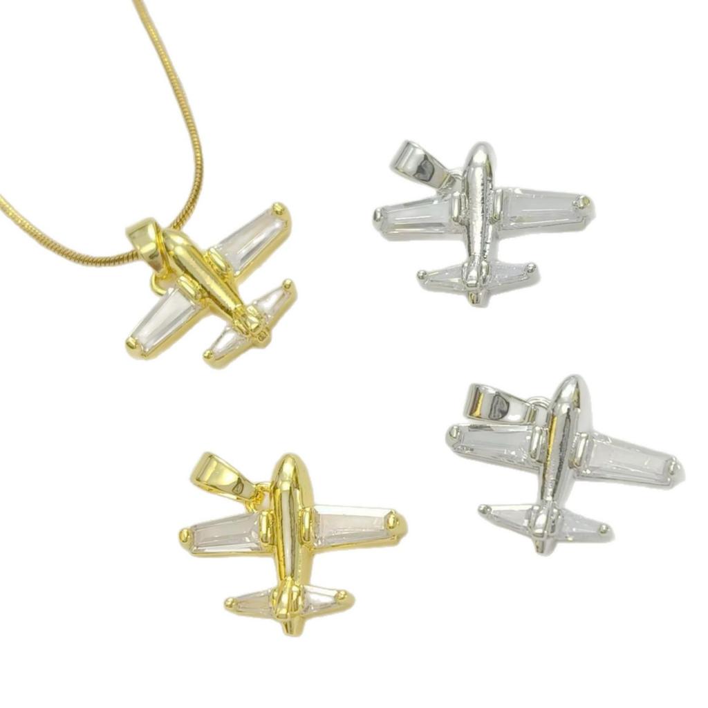 Contemporary Hip Hop Rock Airplane Pendant Necklace for Men & Women