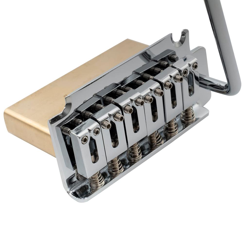 Musiclily Pro Modern 2 Point Tremolo Unit Bridge 40mm Solid Brass Block for Squier Strat Electric Chrome 10.5mm Guitar,