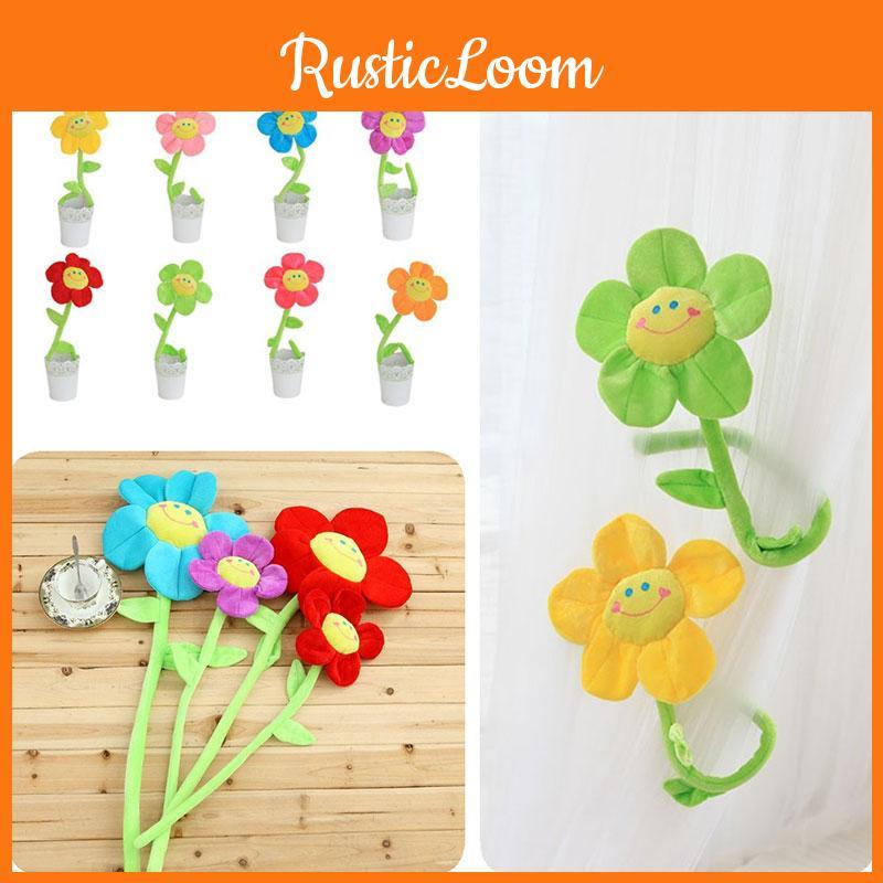 Sunflower Rose Window Treatment Tieback Short Plush 8 Vivid Colors 3 Height Options