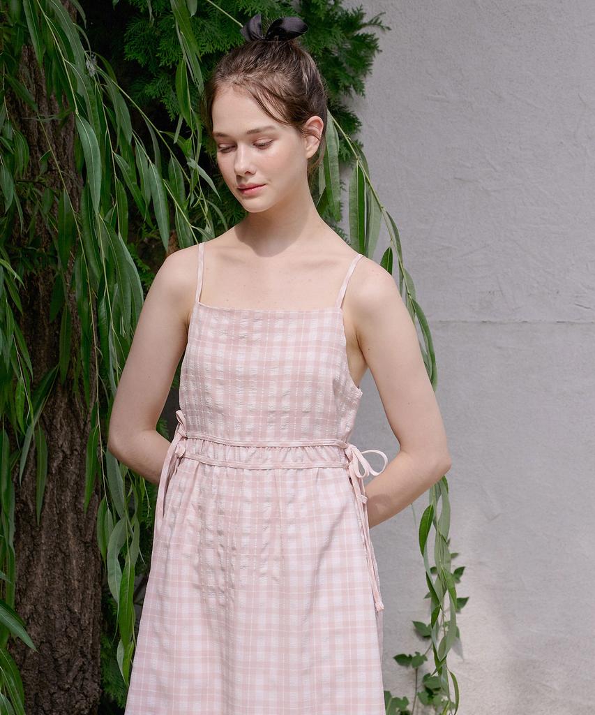 Bye Bye Seop String Slip Dress Baby Pink [T42]