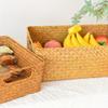 Handgeflochtene Rechteckige Kosmetik-Aufbewahrungsbox Korb Schreibtisch Kleinteile-Organizer L Ass Crt Aufbewahrungskorb Geflochtener Korb