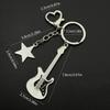 Fashion Star Guitar Keychain Pendant Simple Hanging Decorations Keyring Charm for Purse Bag Backpack Handbag