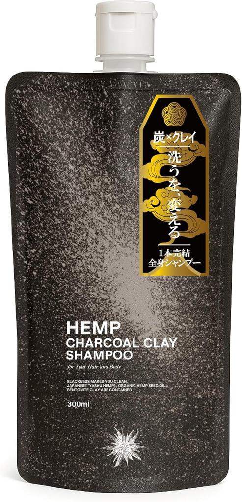 Noshu Hemp Charcoal Lab Hemp Charcoal Clay Shampoo 300ml All-in-One Shampoo for the Whole Body