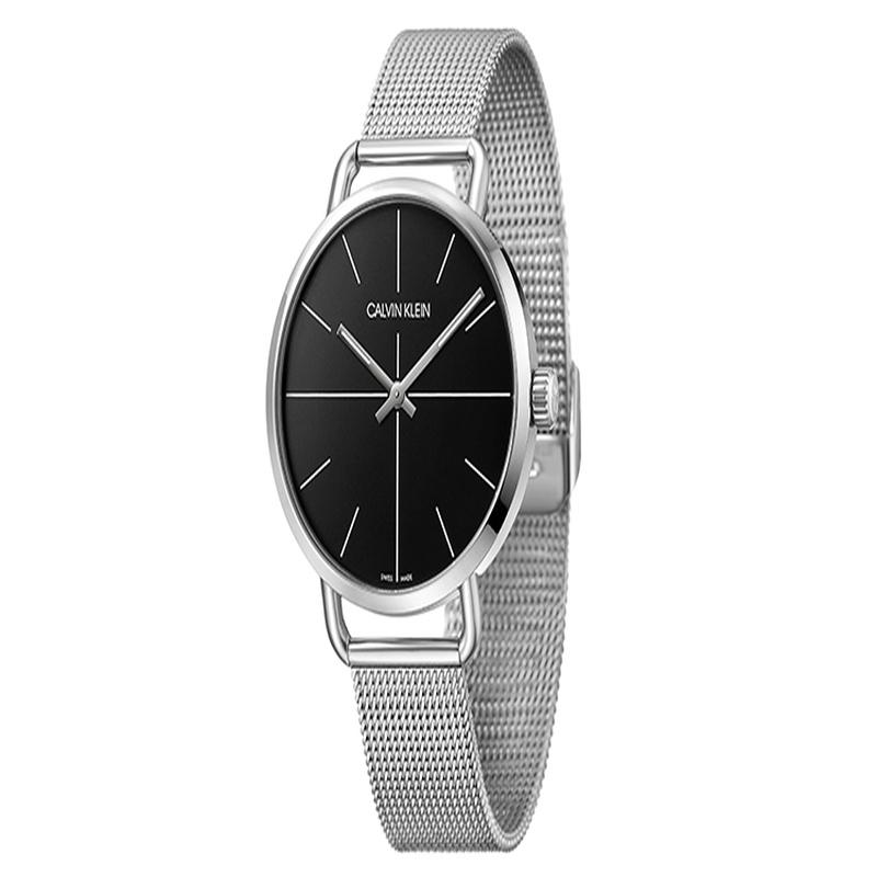 CALVIN KLEIN / Transcendence Series Watch Quartz Movement Stainless Steel Strap 42mm Bla Dial Men's Watch Beige Bla Plate Silver Strap K7B21121