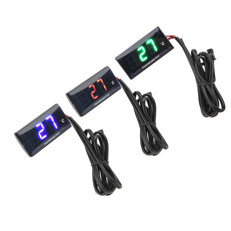 LCD Water Temperature Gauge  Motorcycle DC12V LCD Screen Slim Water Temperature Gauge With 16mm Tee for Motorbike blu