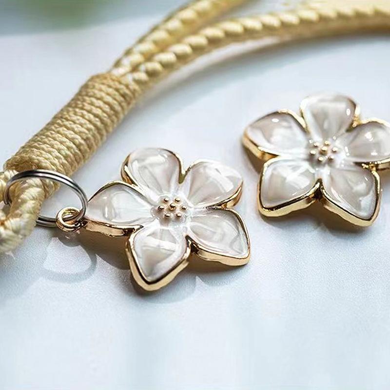 Vintage Artistic Phone Wrist Strap Charm Keychain Elegant Handwoven Flower Lanyard Anti-Drop Girl Woman Bracelet