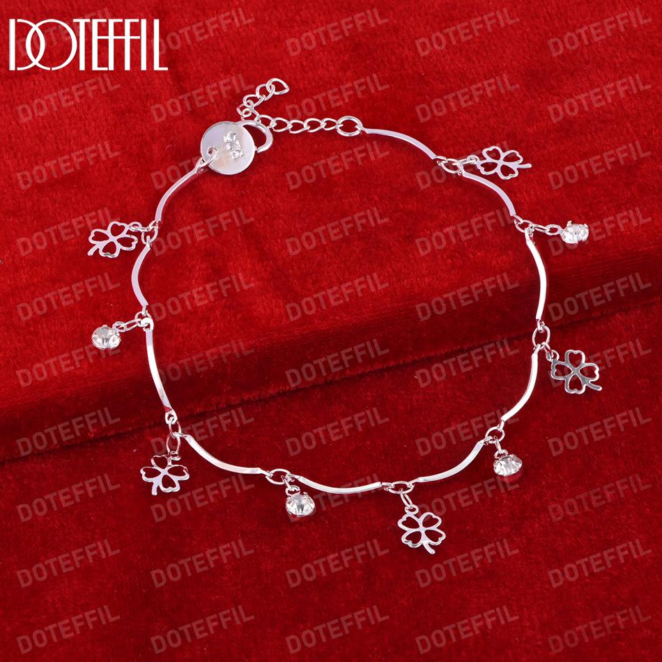 925 Sterling Silver AAA Zircon Clover Bracele Fashionable Wedding Jewelry