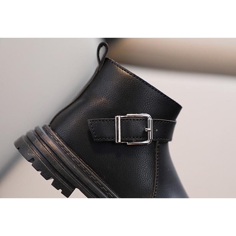 Children's Martin Boots Autumn New Black Leather Boots Boys' Short Boots Girls' British Single Boots Big Children's Leather Shoes