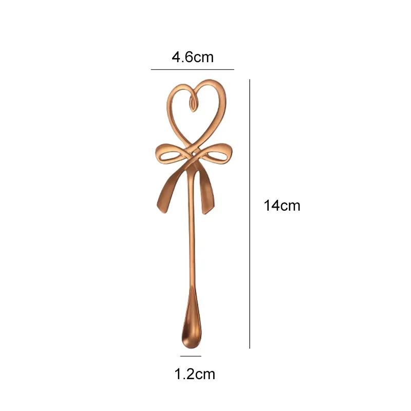 

Exquisite Luxury 3D Bow Knot Heart Shaped Mini Coffee Spoon Tea Dessert Spoon Gift Table Decoration Flatware Entertain Guests розового золота