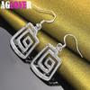 925 Sterling Silver Square Thread Drop Earrings Charm Jewelry