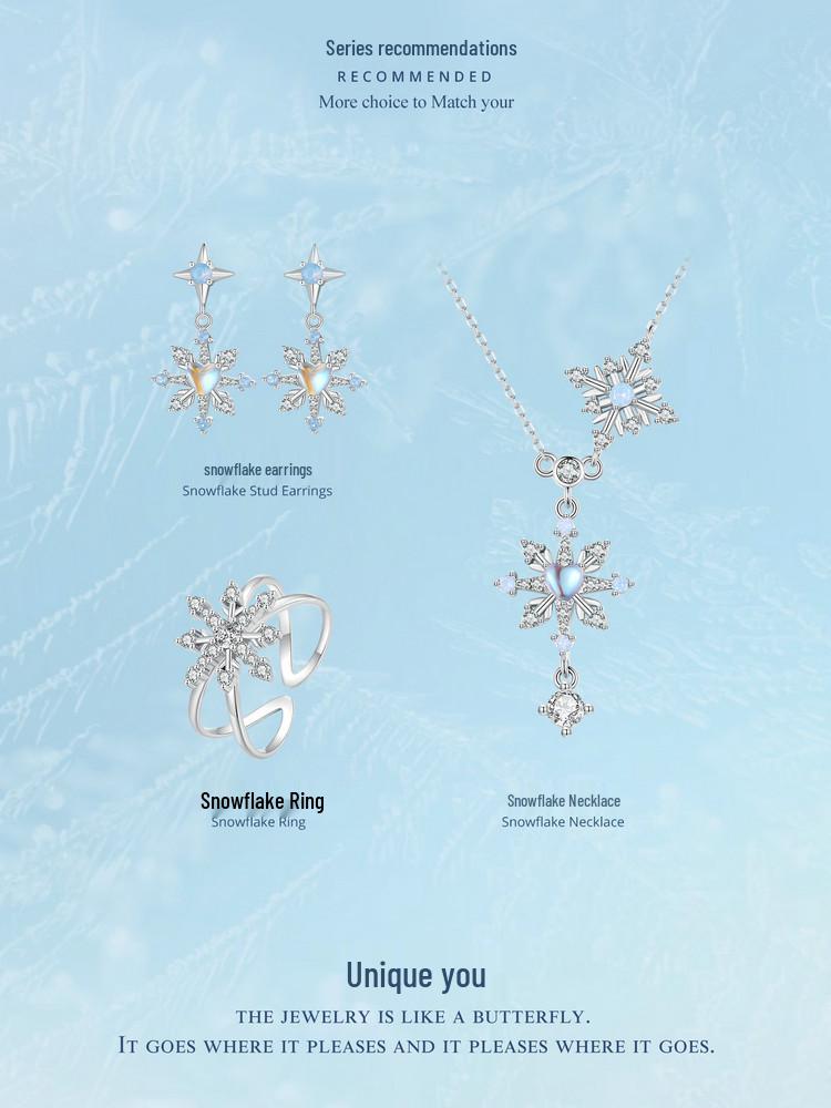 Everlee Exquisite Iridescent Snowflake Stud Earrings In S925 Sterling Silver - Holiday Jewelry for Women