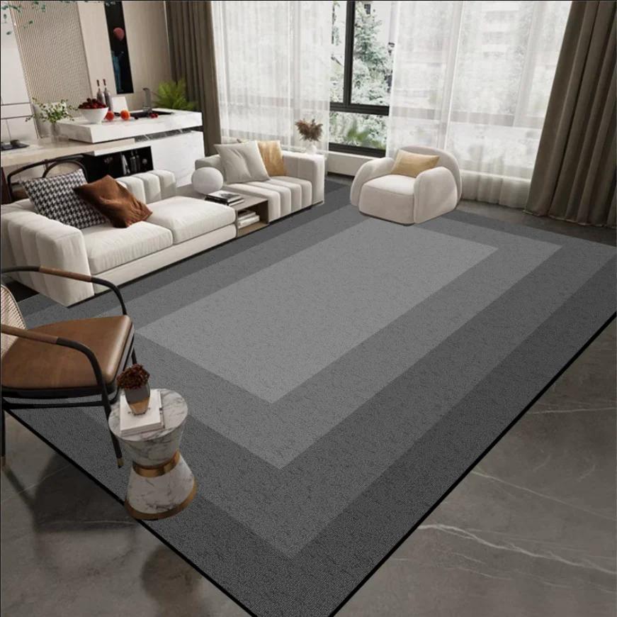 Grey Luxury Modern Carpet for Living Room Decoration Washable Rugs Bedroom Bedside Rug Anti Slip Cloakroom Floor Mat Large Size