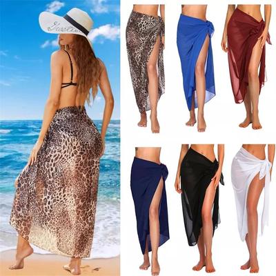 Letní Sexy Plážová Sukně Ženy Plážové Oblečení Šifonová Plážová Zavinovací Sukně Ručník Dlouhé Sarong Zakrytí Sexy Bikinová Šála Na Plavky