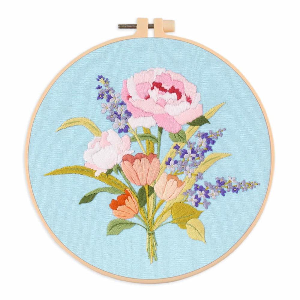 Colorful Flower Embroidery Kit DIY Embroidery Set Home Decor Cross Stitch Set  Adults