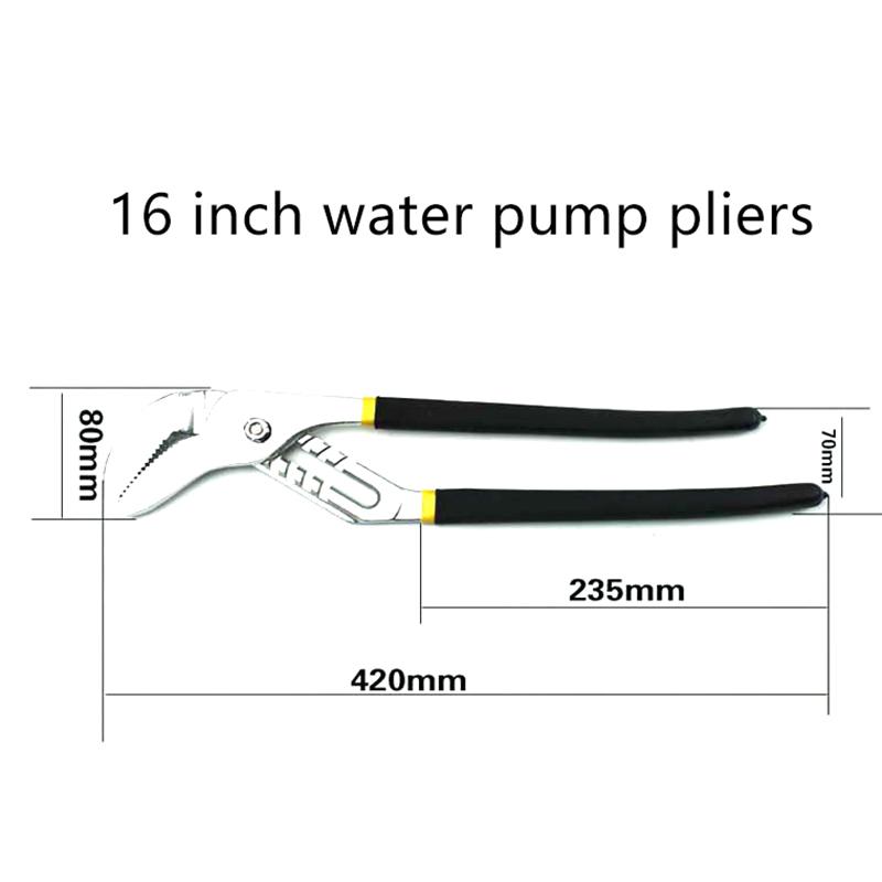 

8/10/12/16 Inch Water Pump Plier Quick Release Adjustable Plier Multifunctional Straight Jaw Groove Joint Plier Tools 420mm