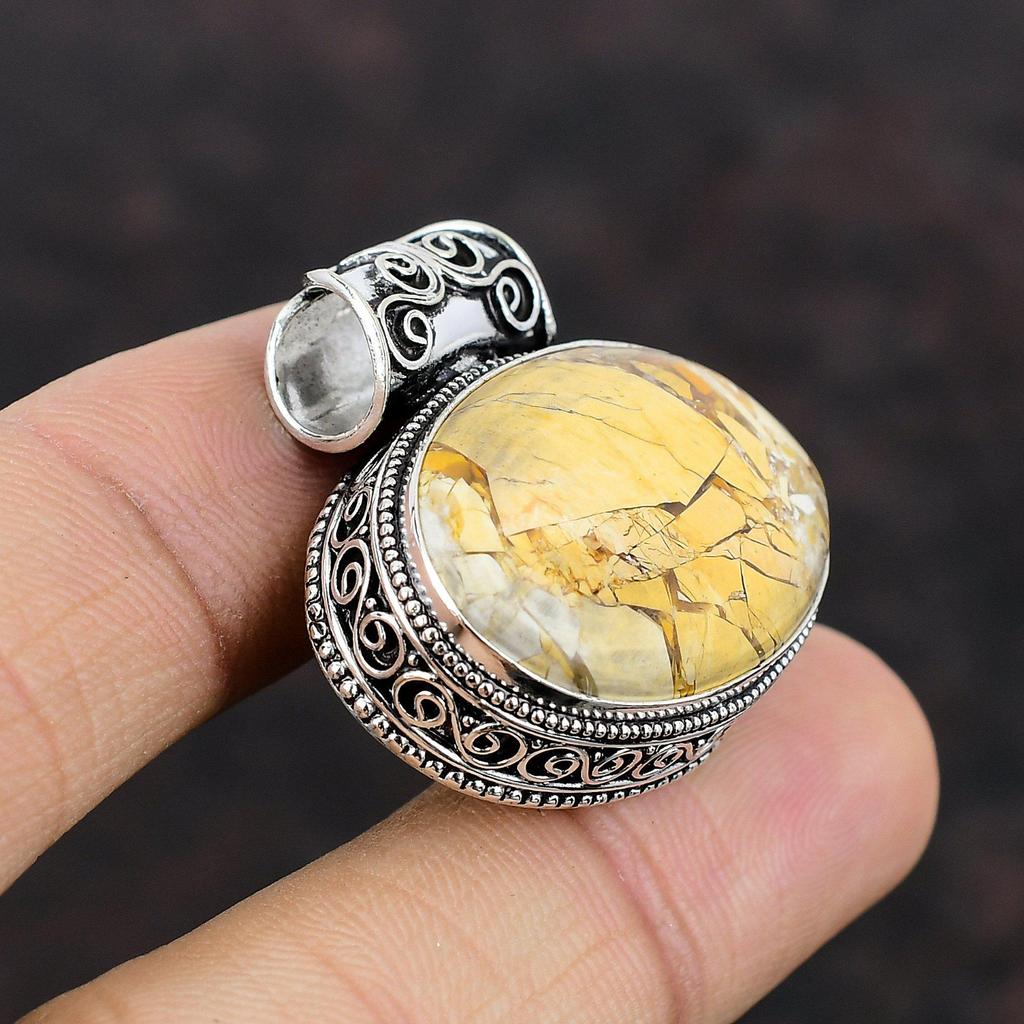 Brecciated Mookaite Pendant Natural Gemstone Pendant 925 Sterling Silver Pendant Handmade Latest Design Jewelry Vintage Pendant Gift For Mom