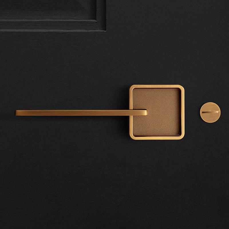 Nordic Door Lock Indoor Bedroom Silent Door Lock Simple Yellow Bronze Split Lock Modern Furniture Decorative Door Handle