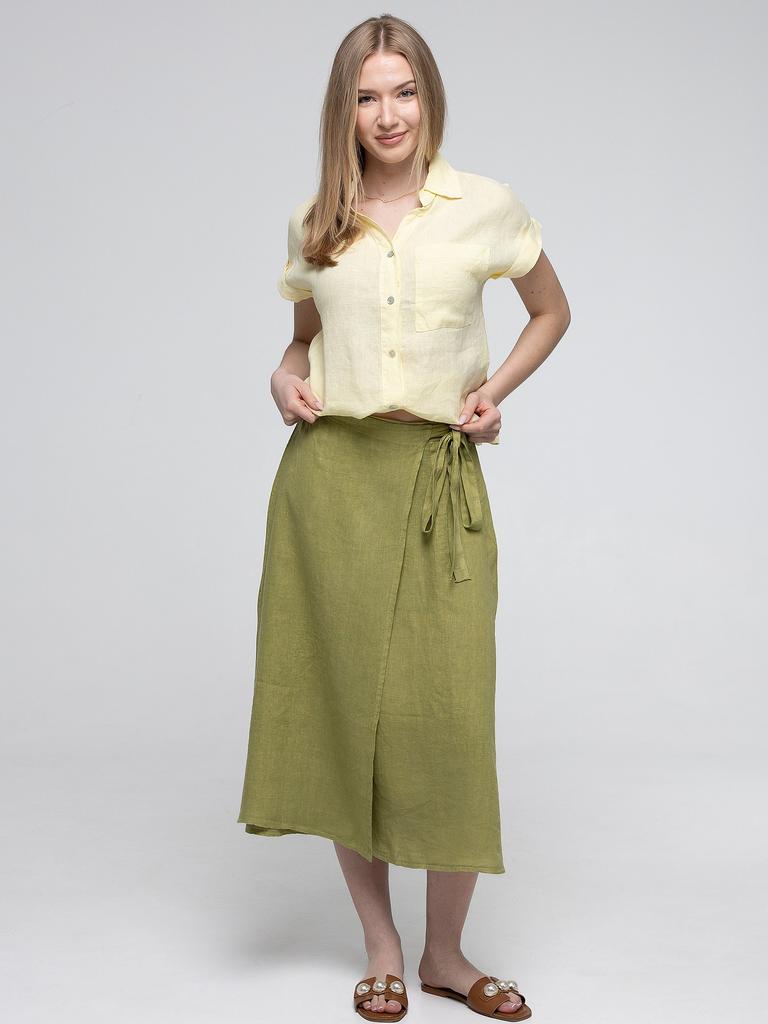 WOMEN' LINEN SHIRT BLOUSE WITH POCKET