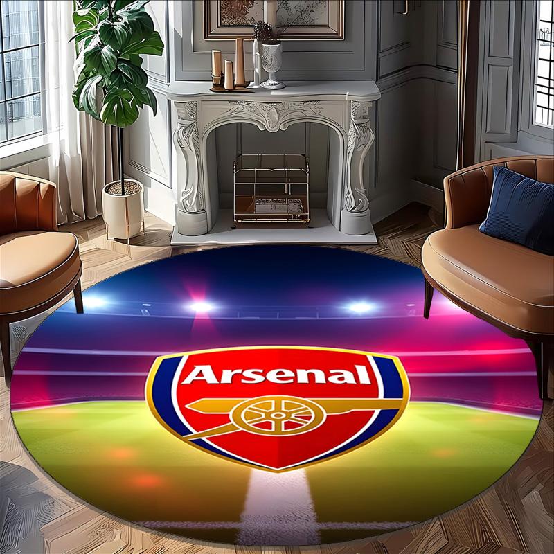 1pc A-Arsenal Carpet, Round Rug, Comfortable, Suitable for Entryways, Living Rooms, Office, And Bedrooms, Christmas Decoration