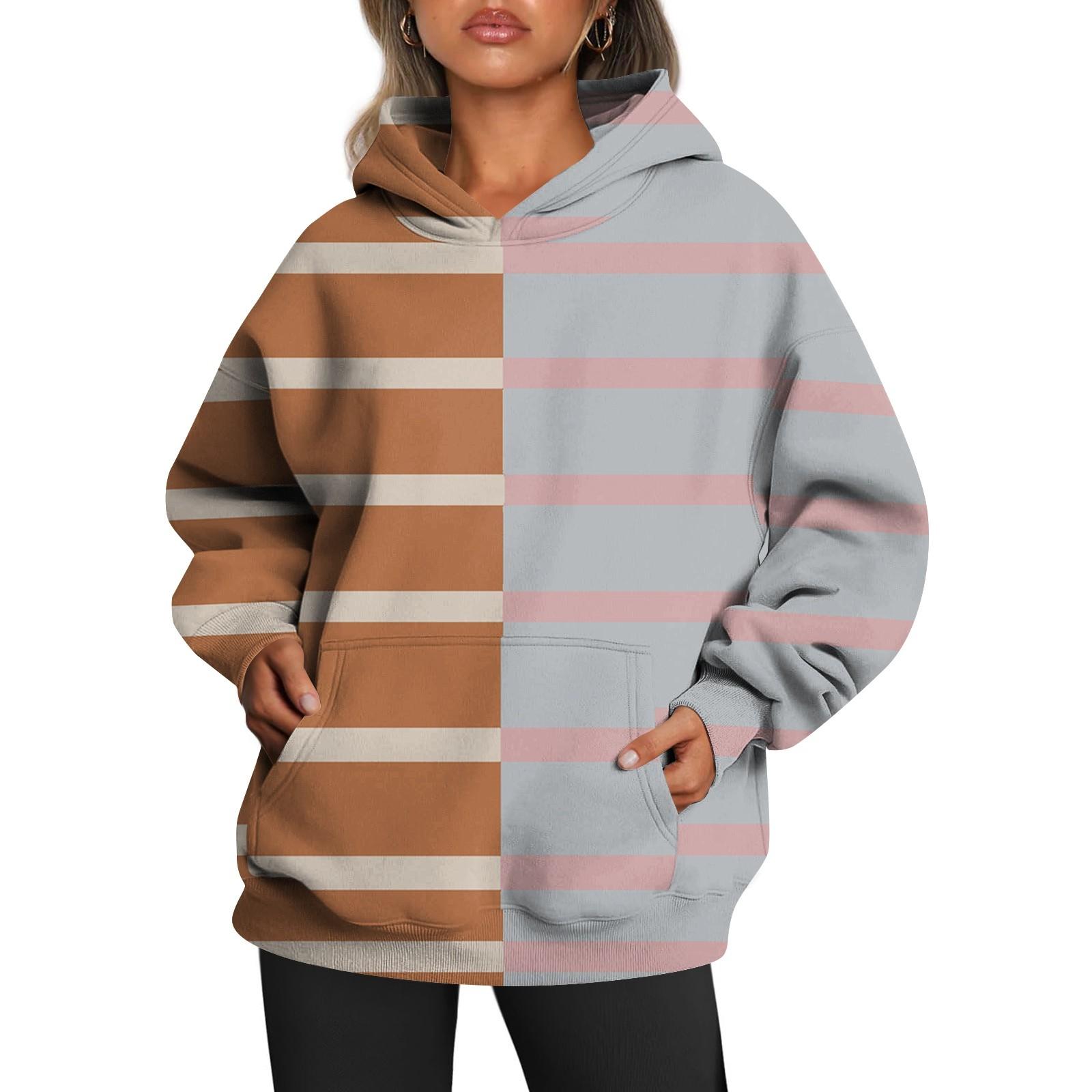 Женские толстовки с капюшоном большого размера с длинным рукавом с принтом — фото 5