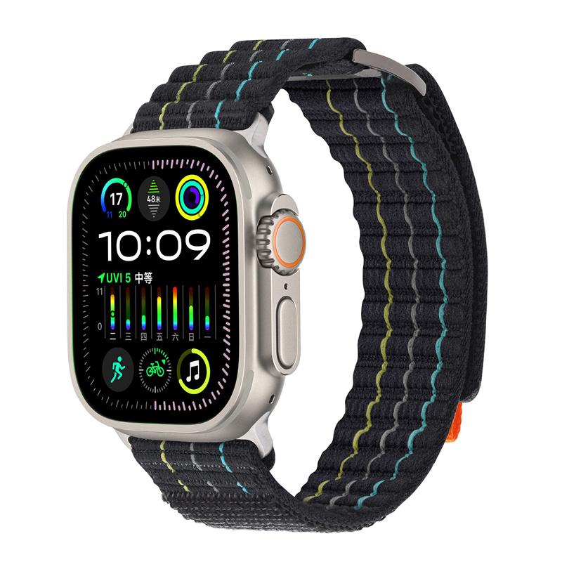 Straps for Apple Watch Band 44mm 40mm 49mm 41mm 45mm 38mm 42mm Nylon Loop Bracelet iWatch Ultra 2 Series 7 6 5 3 Se 8 9 10 45 Mm