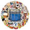 50pcs Cartoon Musical Instruments Stickers Graffiti for Phone Laptop Guitar Helmet Travel Luggage Skateboard DIY Decals