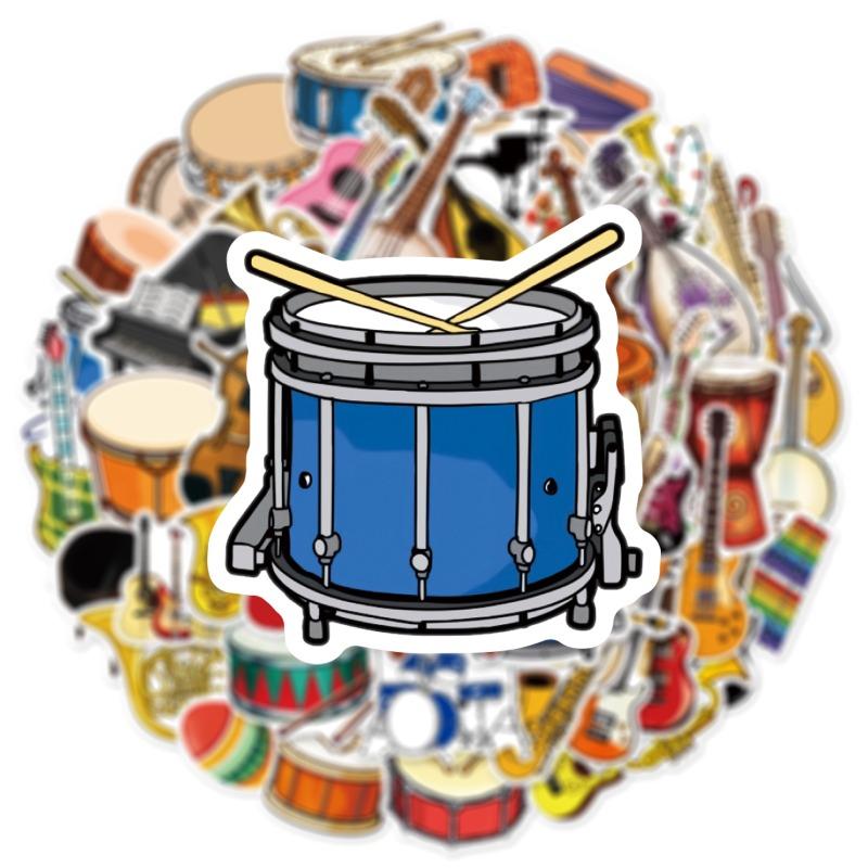 50pcs Cartoon Musical Instruments Stickers Graffiti for Phone Laptop Guitar Helmet Travel Luggage Skateboard DIY Decals