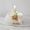 Champagne Lace Flower Girl Basket for Weddings