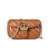 Niche Luxury Women Bag Split Leather Messenger Bags Versatile Thread Pattern Metal Chain Shoulder Crossbody Bags