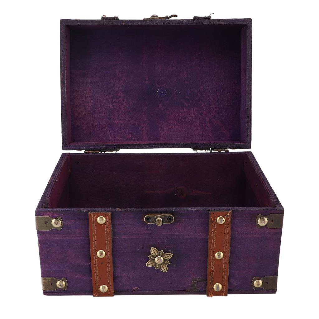 Vintage Treasure Chest Box 8.54x5.91x5.12in Wooden Retro Jewelry Storage Box Versatile Decorative Treasure Box for Home Bedroom